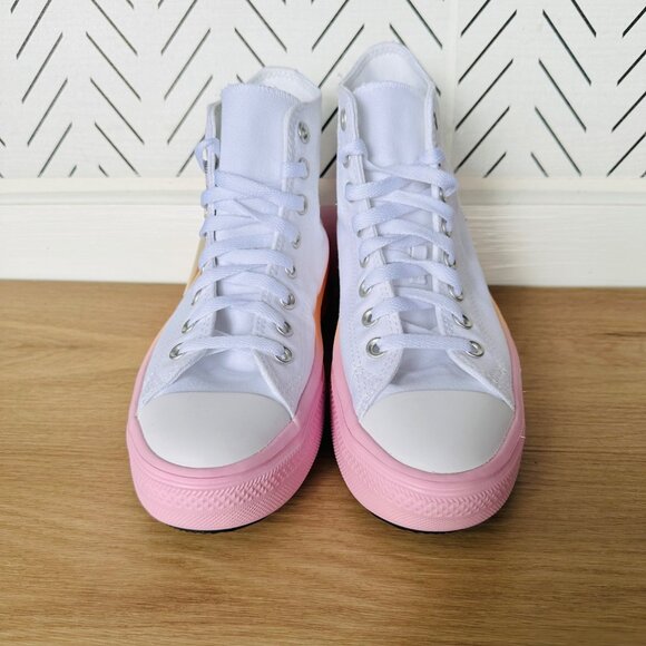 ❤️Converse Kid Shoes 4.5 Taylor All Star Move Platform White Pink Ombre A07372C - Picture 12 of 13